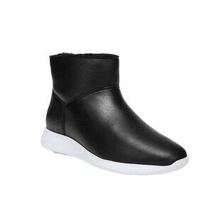 VINCE Adora Napa Leather & Shearling Sneaker Black & White Boots Size 7.5